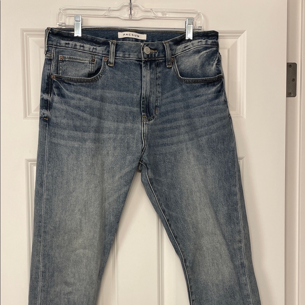 PacSun Men's Washed Blue Straight Jeans